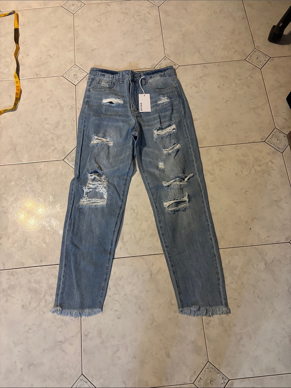 Women's Light Blue Distressed Boyfriend Jeans
